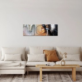 Obraz - Kúzla indiánov (s hodinami) (90x30 cm)