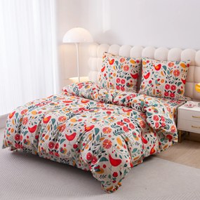 Obliečky z mikrovlákna RETRO VTÁČIK farebné Rozmer obliečky: 2 ks 70 x 90 cm | 200 x 220 cm