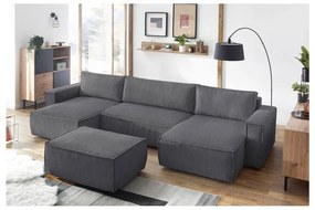 Tmavosivý menčestrový taburet Nihad – Bobochic Paris