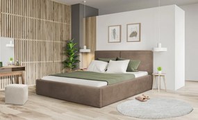 Posteľ Inez 180x200 cm, svetlo hnedá štrukturovaná látka