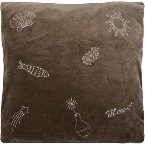 House Doctor Zamatový poťah na vankúš s výšivkou Play Brown 50 × 50 cm