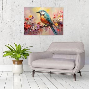 Sklenený obraz - Maľba vtáčika (70x50 cm)