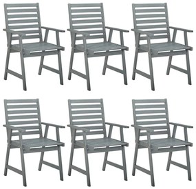 Záhradné jedálenské stoličky 6 ks sivé akáciový masív