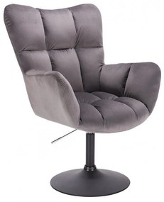 LuxuryForm DESIGN Otočné kreslo AURORA VELUR na čiernom tanieri - tmavosivé