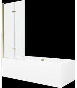 Mexen Cube obdĺžniková vaňa 170 x 80 cm s obkladom a 2-krídlovou zástenou 80 cm, Transparentné, Zlatá - 550517080X9208025000