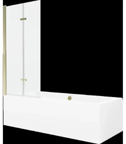 Mexen Cube obdĺžniková vaňa 170 x 80 cm s obkladom a 2-krídlovou zástenou 80 cm, Transparentné, Zlatá - 550517080X9208025000
