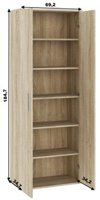 Úzka šatníková policová skriňa 69 cm SAVOY - dub sonoma
