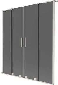 Mexen Velar L Duo, 2-krídlová posuvná vaňová zástena 140 x 150 cm, 8mm šedé sklo, brúsená oceľ, 896-140-003-42-97