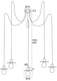 Argon 2079 - Luster na lanku CORSO 5xE27/15W/230V pavúk lesklý chróm