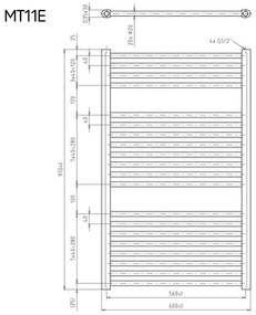 Mereo, Vykurovací rebrík rovný 450x970 mm, biely, elektrický, MER-MT01E