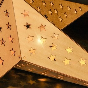 Solight LED drevená vianočná hviezda, 20x LED, 65cm, 2x AA, 1v293