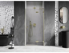 Mexen, Mexen Lunar L výklopné pravé sprchové dvere 90 cm, transparentné, brúsené zlaté - 834L-090-000-55-00-P