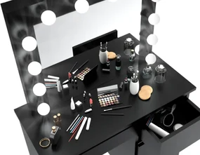 Bestent Toaletný stolík s LED zrkadlom Cleopatra Black