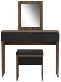 Toaletný stolík JUNO + taburet 45x29,6 cm hnedá/čierna