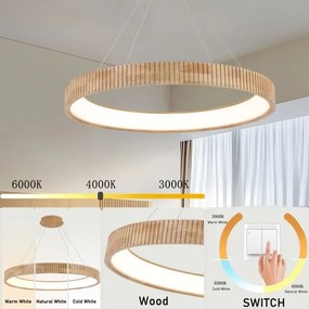Brilagi - LED lestenec na jeklenem kablu FALCON WOOD MODERN LED/60W/230V Ø 80 cm les