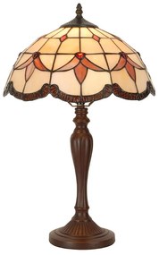 Béžovo-hnedá stolná lampa Tiffany Tralle - Ø 35*53 cm E14/max 2*40W