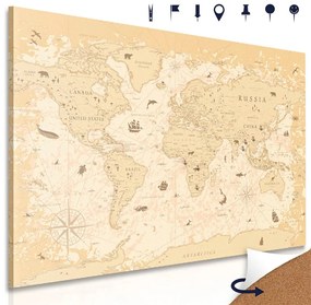 Obraz na korku mapa sveta s historickým nádychom