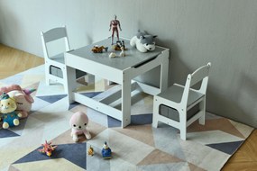 Detský set: stolík s obojstrannou tabuľou + 2 stoličky ECOTOYS (MDF, úložný priestor)