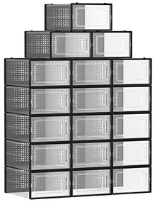 Organizér na topánky MARI, 18boxov, priesvitná/čierna SongmicsHome