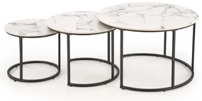 Sada 3 ks konferenčných stolíkov COMORO, biela/čierna