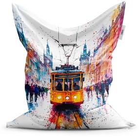 Sablio Sedací vak Žltá električka Paint - 200x140 cm