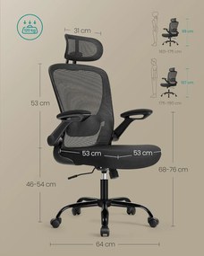 ergonomická kancelárska stolička, otočná stolička s sieťovaným operadlom, čierna farba