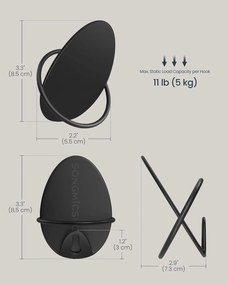 Háčiky na kabáty 4 kusy, Nástenné háčiky, čierne