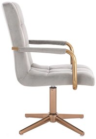 LuxuryForm DESIGN Stolička VERONA GOLD VELUR na zlatom kríži - svetlo šedá