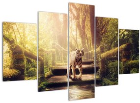 Obraz tigra v džungli (150x105 cm)