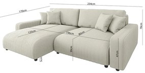 Krémová menčestrová rozkladacia rohová pohovka (variabilná) Sara – Ropez