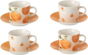 Kávová sada 4 šálok s podšálkami Casa Naranja - Ø 11*6 cm / 90 ml