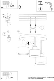 Stropné svietidlo Savar, 3x čierne kovové tienidlo