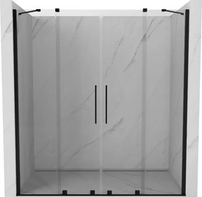 Mexen Velar Duo, posuvné dvere do otvoru 200x200 cm, 8mm číre sklo, čierna matná, 871-200-000-02-70