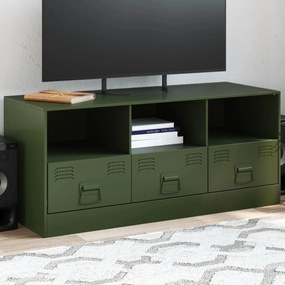 TV skrinka olivovo-zelená 99x39x44 cm oceľ 841737