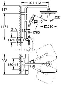 GROHE 269842431 - sprchový systém VITALIO COMFORT 250, 250 × 250 mm, čierny
