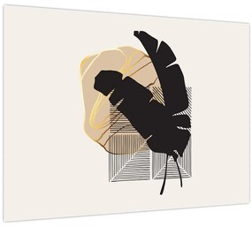 Sklenený obraz - Abstrakcia s tropickými listami N⁰4 (70x50 cm)