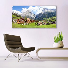 Obraz na akrylátovom skle Domy hora krajina 120x60 cm