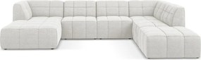 Biela rohová pohovka z textílie buklé (do tvaru "U") Aloha – Makamii