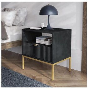 Nočný stolík NOVA 56x54 cm čierna/zlatá