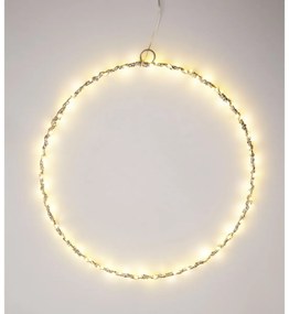 Svietiaca vianočná dekorácia Kruh, 30 cm, strieborná, LED teplá biela, na batérie