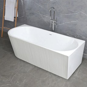 Voľne stojaca akrylátová vaňa REA WENUS RIGHT 170x80 cm biela, sifón Click-Clack - čierny