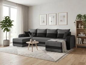 Rozkladacia sedacia súprava do U VALERIO 305x140 cm, tmavosivá/antracitová