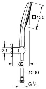GROHE 26588000 - Sada ručnej sprchy RAINSHOWER SMARTACTIVE 130 CUBE lesklý chróm