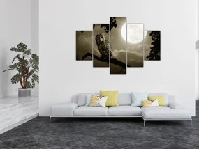 Obraz - Nočná sova, zlatá (150x105 cm)