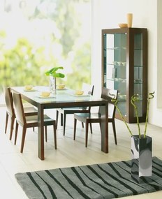 Elegantný jedálenský stôl KUBO so sklom 180 cm - buk tmavý orech