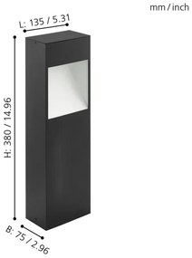Eglo 98096 - LED Vonkajšia lampa MANFRIA LED/10W/230V IP44 výška 380