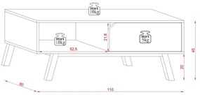 Konferenčný stolík Tokio matná biela/matná sivá