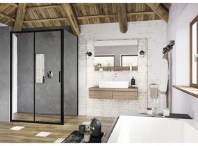 Sprchová zástena pre sprchové dvere RAVAK Blix Slim 90 cm farba rámu čierna dekor skla číre sklo X9BM70300Z1