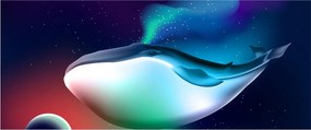 Obraz - Veľryba vo vesmíre (120x50 cm)