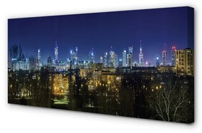 Obraz na plátne Nočná panoráma Varšavy 140x70 cm